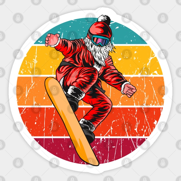 Vintage rad Santa Claus snowboarding Sticker by Geoji 